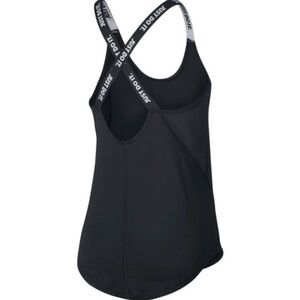 Nike Black Mesh-Back Strappy Tank with 'Just Do It' Elastic